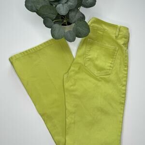Alice + Olivia | Lime Green Corduroy Wide Leg Pants